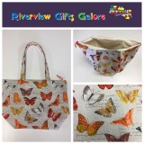 Large Tote Bag With Zip - Orange Butterfly